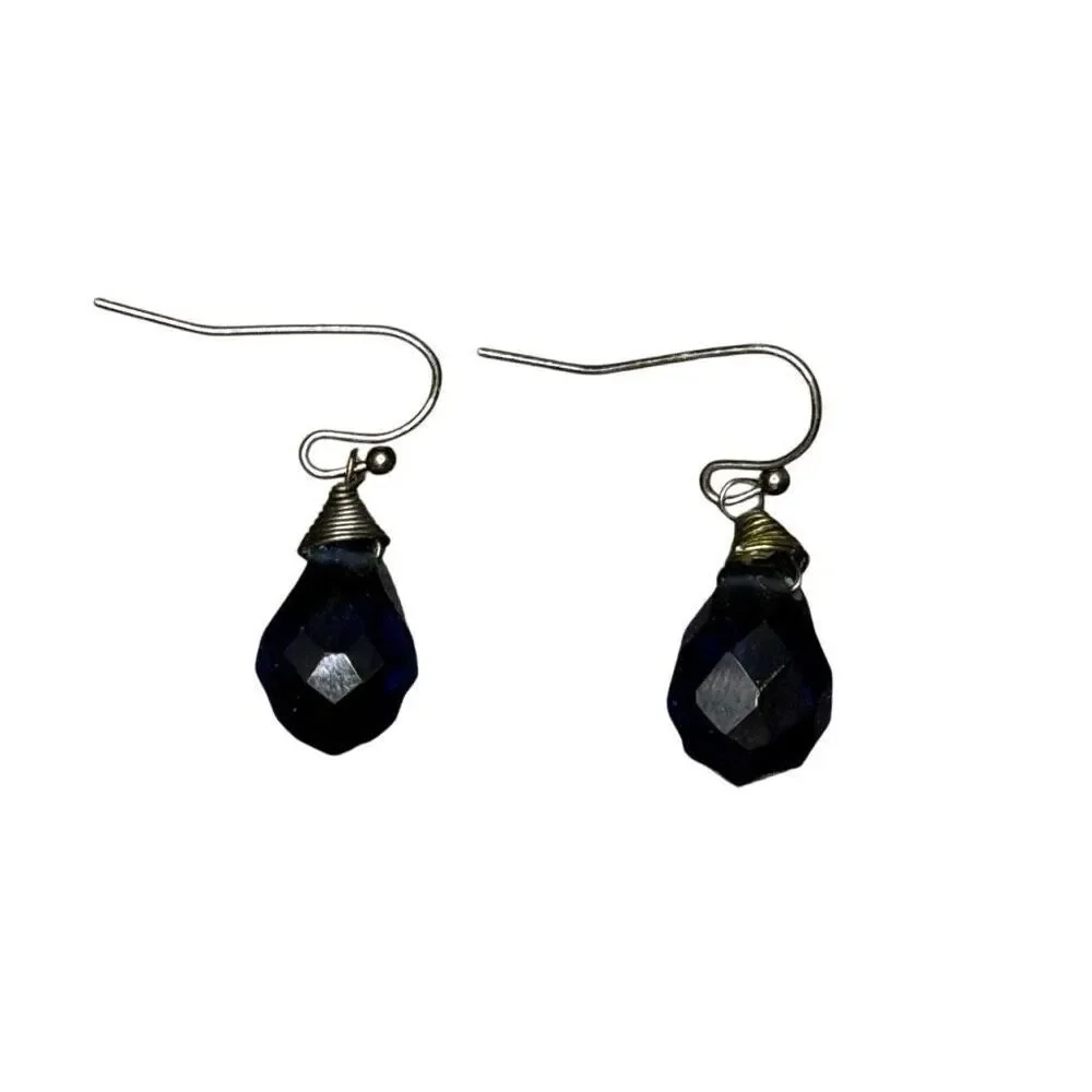 Anthropologie Blue glass dangle earrings